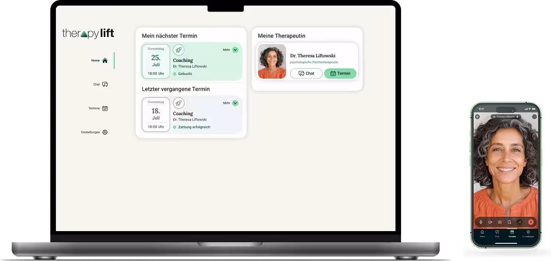 Device mockups showcasing the Therapy Lift App